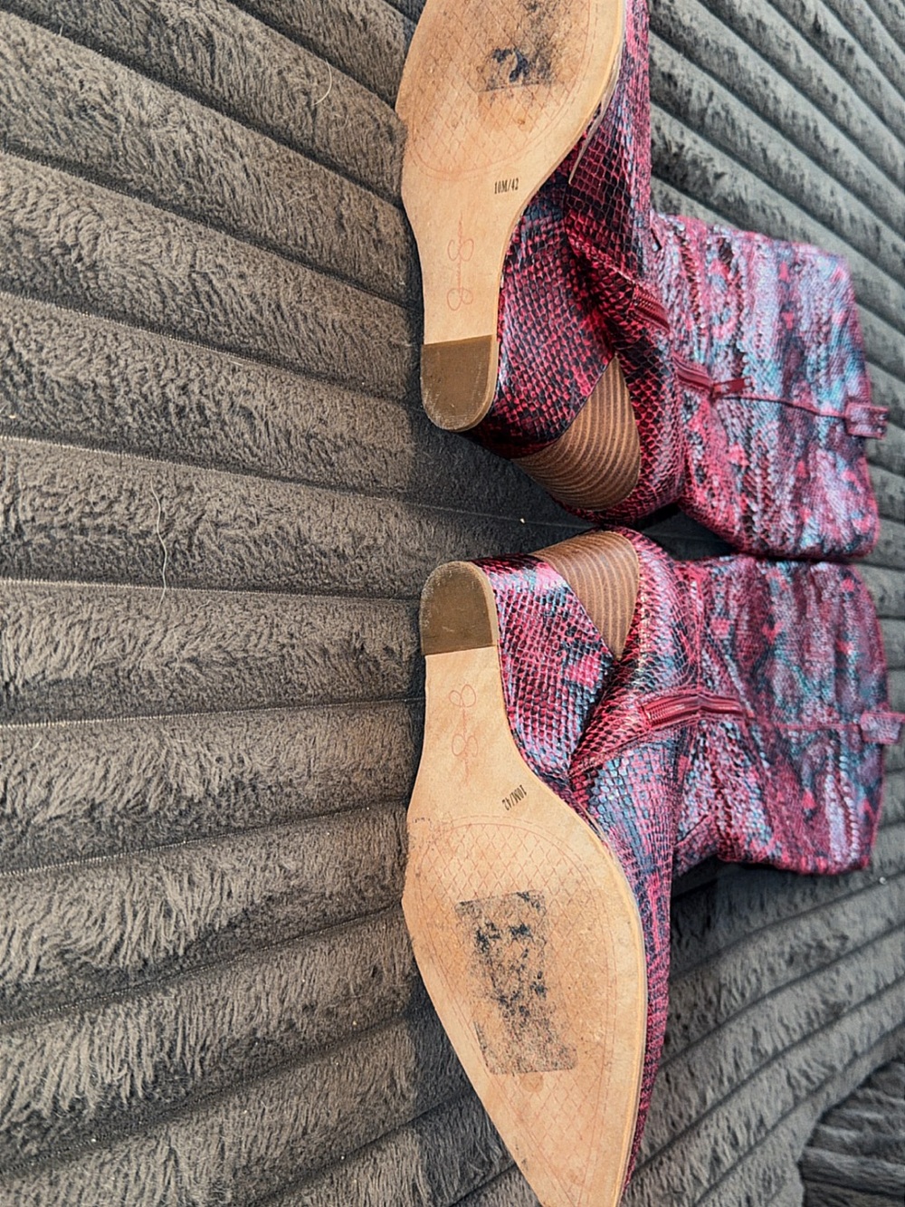 Red Snakeskin Western Wedge Boots - Women's - Picture 3 of 3